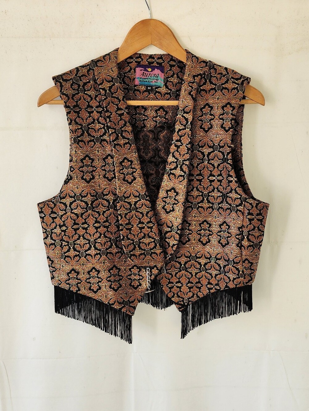 Aurora Vintage Black & Gold Brocade Vest